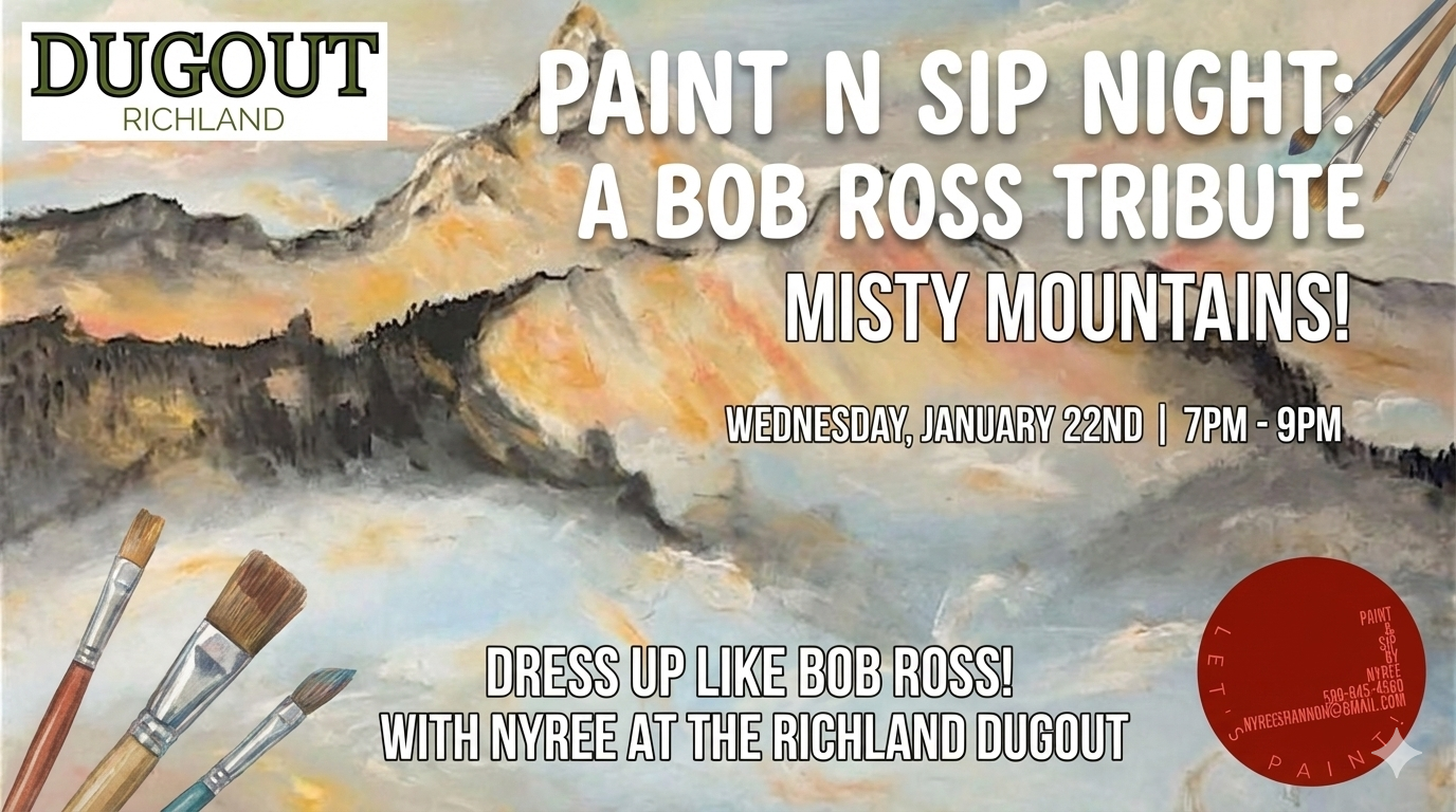 Bob Ross Paint n Sip w/ Nyree at Richland Dugout
