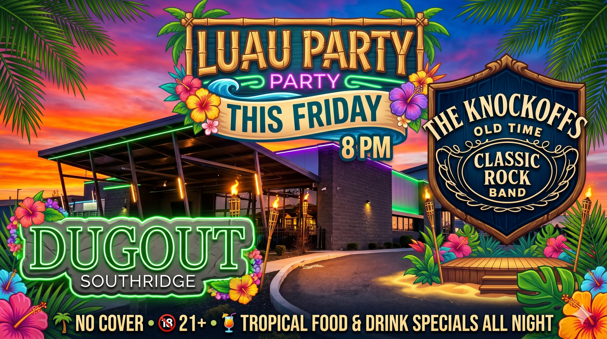 Luau Party w/ The Knockoffs at Southridge Dugout!