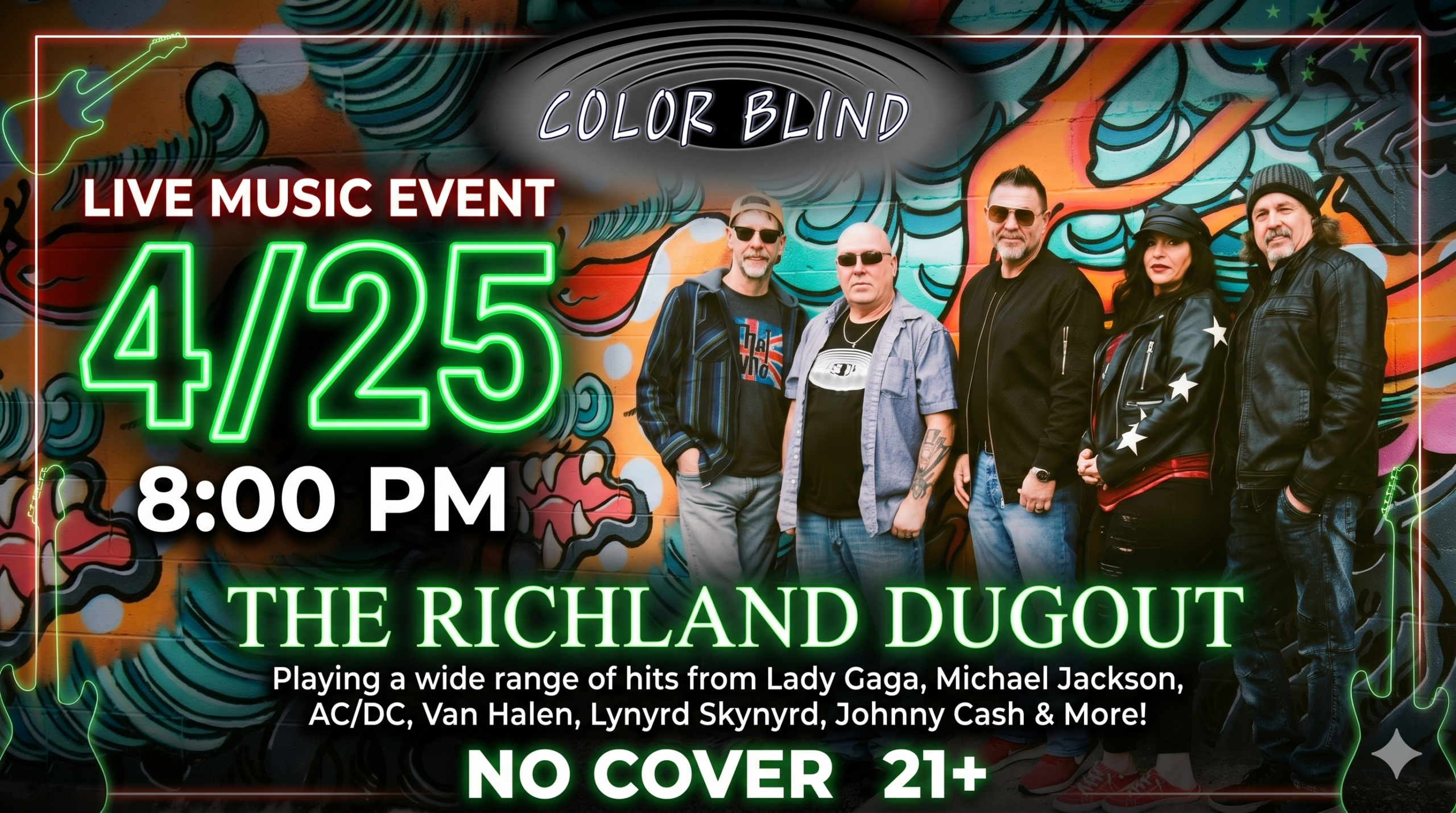 Colorblind Live at The Richland Dugout on 4/25!